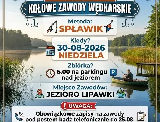 Zawody wędkarskie nad jeziorem Lipawki – zapisy do wtorku