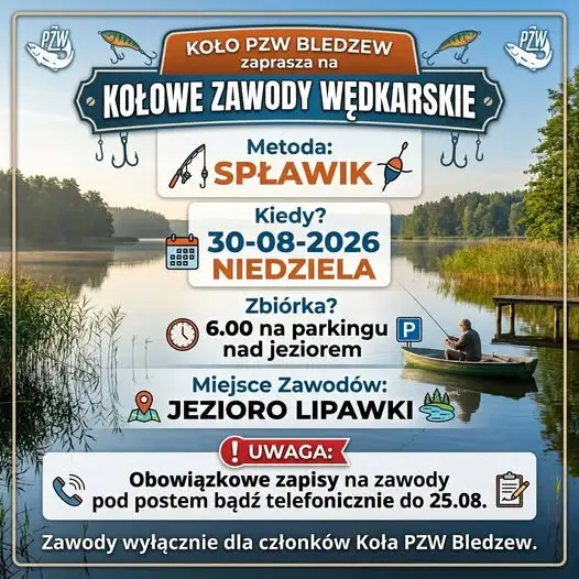 Zawody wędkarskie nad jeziorem Lipawki – zapisy do wtorku