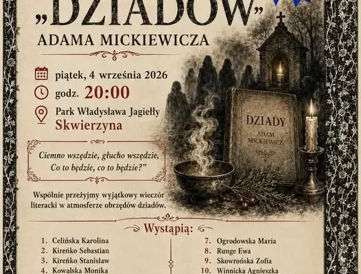 Narodowe Czytanie „Dziadów” w Skwierzynie – wieczorne spotkanie w parku