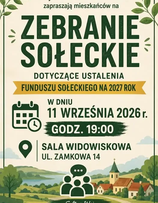 Zebranie sołeckie w Pszczewie – ustalenie funduszu sołeckiego na 2027 rok