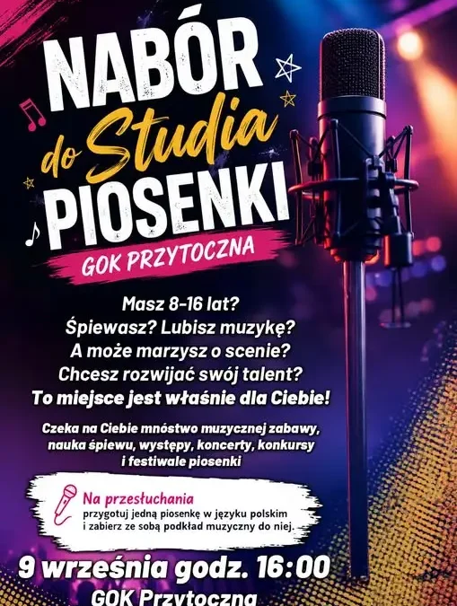 Rusza nabór do Studia Piosenki w GOK Przytoczna – pierwsze zajęcia już dziś