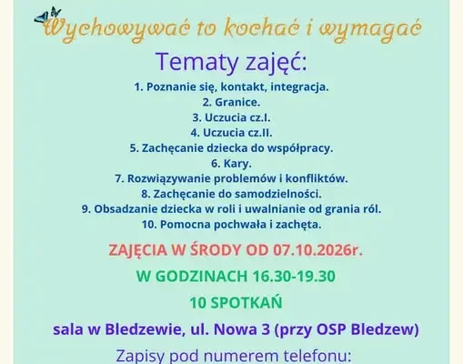 Warsztaty dla rodziców w Bledzewie – „Wychowywać, to kochać i wymagać”