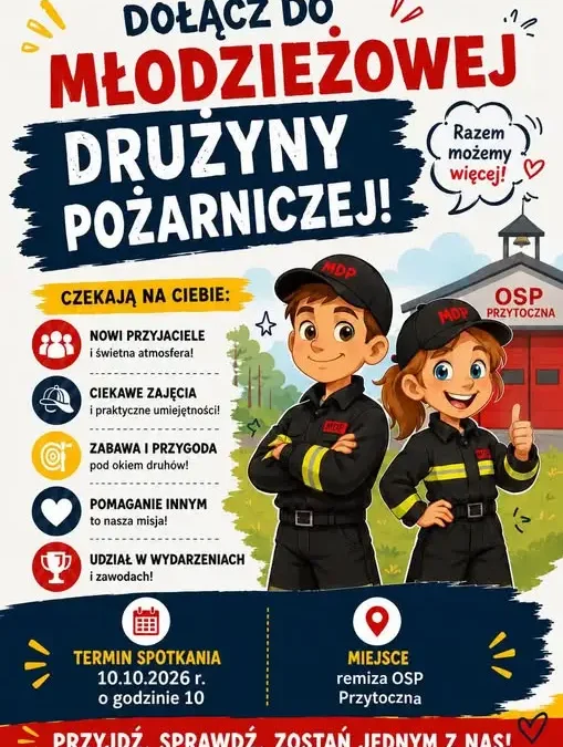 Młodzieżowa Drużyna Pożarnicza w Przytocznej zaprasza na spotkanie 10 października