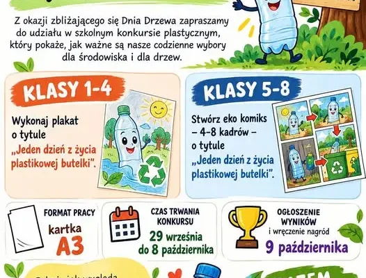 Szkolny konkurs plastyczny „Jeden dzień z życia plastikowej butelki” w Międzyrzeczu