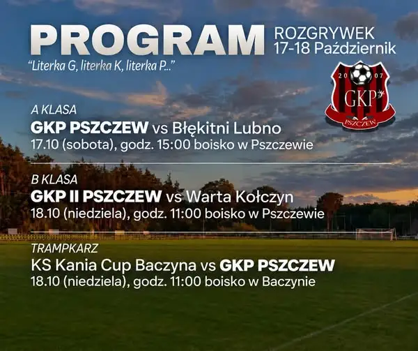 GKP Pszczew przed weekendem meczowym. Seniorzy grają u siebie, trampkarze w Baczynie