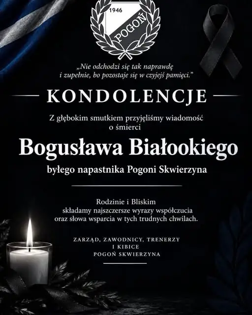 Pogoń Skwierzyna żegna Bogusława Białookiego. Pogrzeb 17 października