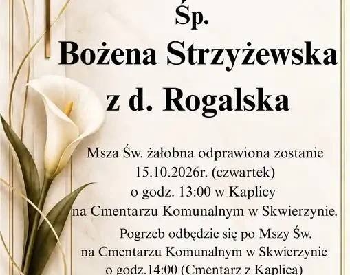 Kondolencje dla Druha z OSP Skwierzyna. Zmarła Bożena Strzyżewska