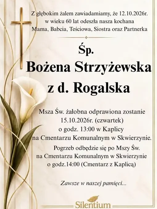 Kondolencje dla Druha z OSP Skwierzyna. Zmarła Bożena Strzyżewska