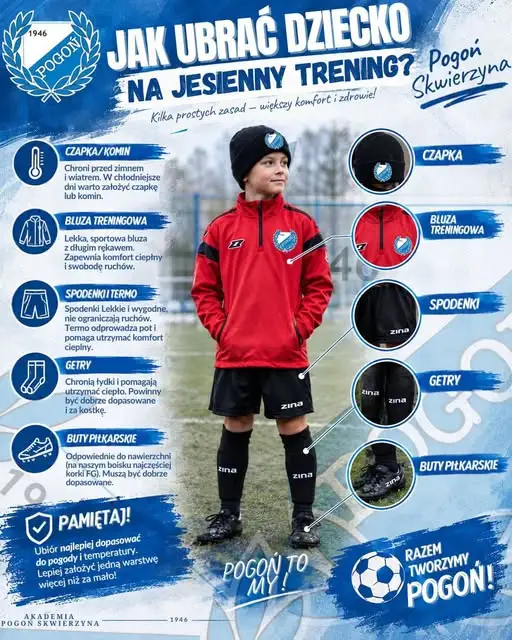 Jesienne treningi piłkarskie: jak ubrać dziecko, by nie zmarzło i nie przegrzało się