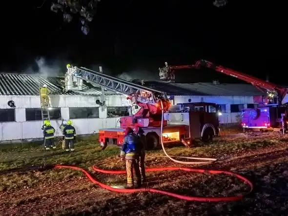 Pożar hali przy ul. Katarzynki w Międzyrzeczu – akcja strażaków trwała kilka godzin